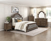 Ambrose Panel Bed with Headboard & Frame, Wooden, Fabric, Brown - Queen Size | Lit à panneaux Ambrose en bois et en tissu avec tête de lit et cadre de lit, brun - format grand lit