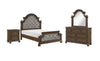 Ambrose 6pc Bedroom Set with Bed, Dresser, Mirror & Nightstand, Wooden, Fabric, Brown - Queen Size | Ensemble de chambre à coucher Ambrose 6 pièces en bois et en tissu avec lit, commode, miroir et table de nuit, brun - format grand lit