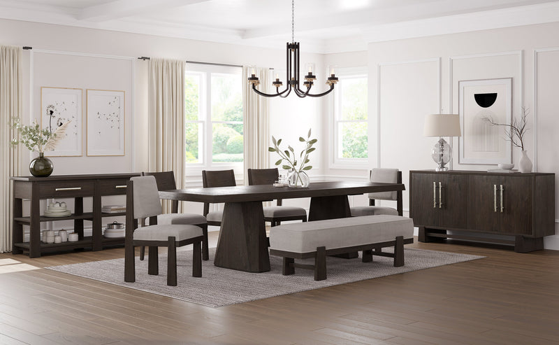 Arden Dining Bench with Cushion Fabric Seat, Wood, 47.24\"W - Espresso Brown/Beige