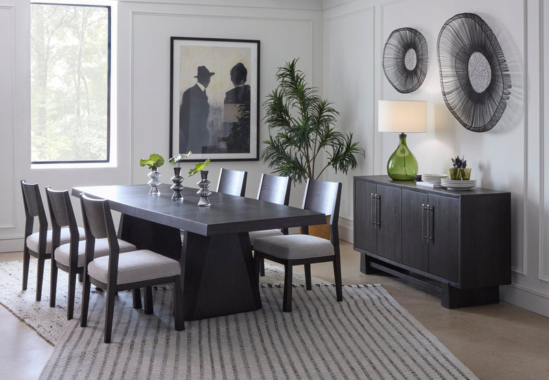Arden 5pc Extension Dining Set with Table & 4 Chairs, Trestle Base, 84-108\"W - Espresso Brown