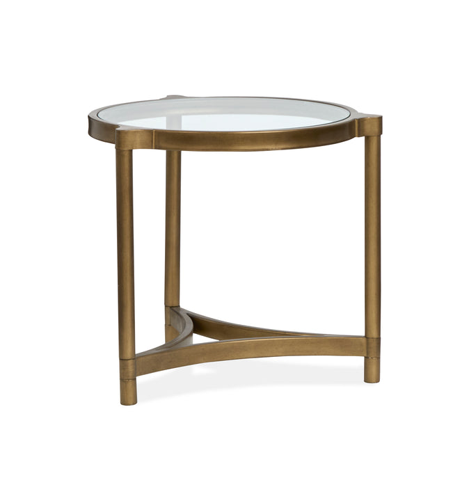 Arlington 23.88\" End Table with Glass Top - Aged Brass