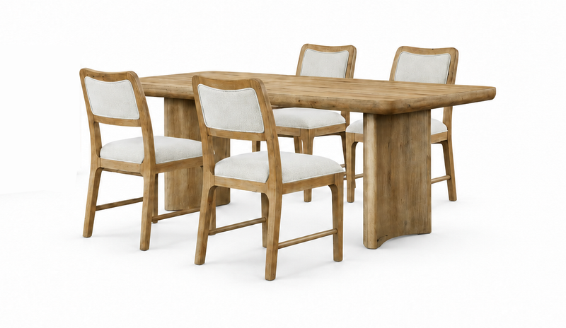 Austin 5pc Dining Set with Table & 4 Chairs, 84\"W - Taupe & Natural Oak Brown