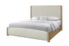 Austin Panel Bed with Fabric Headboard & Footboard, Natural Oak Brown - Queen Size | Lit à panneaux Austin avec tête et pied de lit en tissu, brun chêne naturel - format grand lit