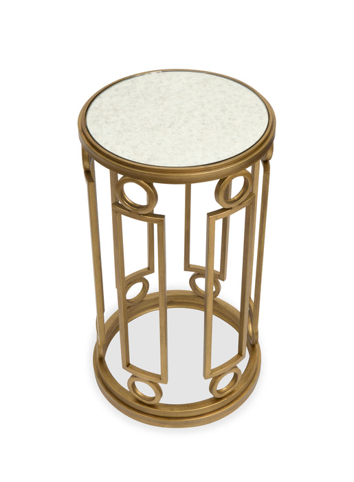 Avondale 14.5\" Accent Table with Glass Top - Burnished Brass