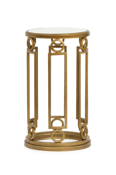 Avondale 14.5\" Accent Table with Glass Top - Burnished Brass