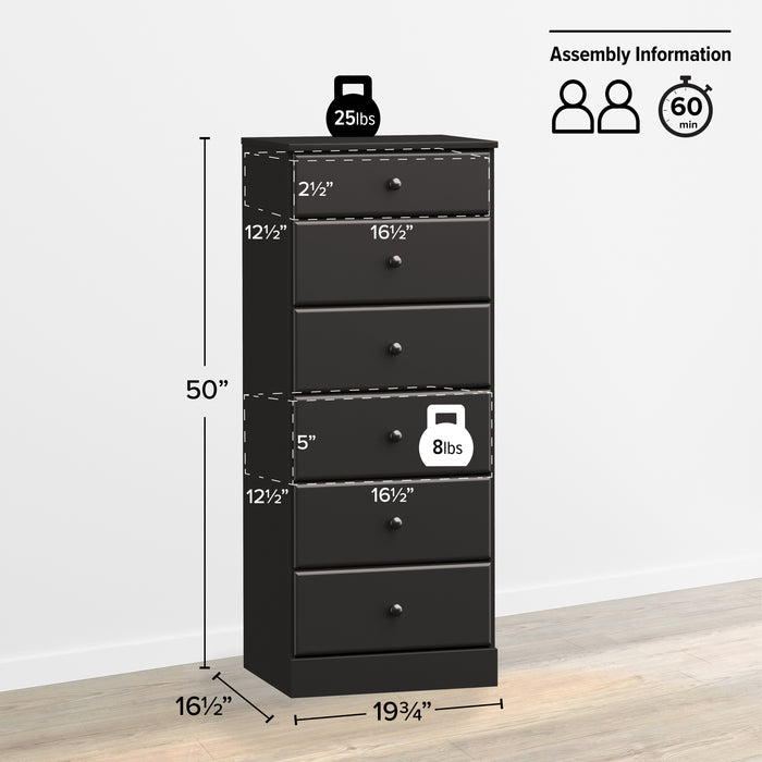 Astrid 6-Drawer Tall Chest - Black