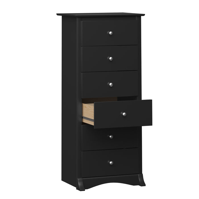 Jade Tall 6-Drawer Chest - Black