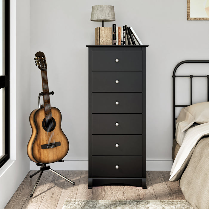 Jade Tall 6-Drawer Chest - Black