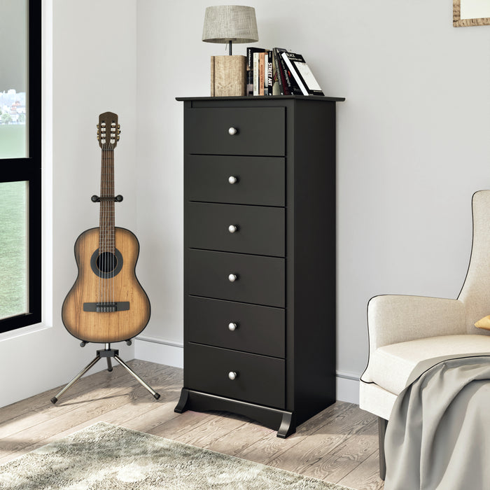 Jade Tall 6-Drawer Chest - Black