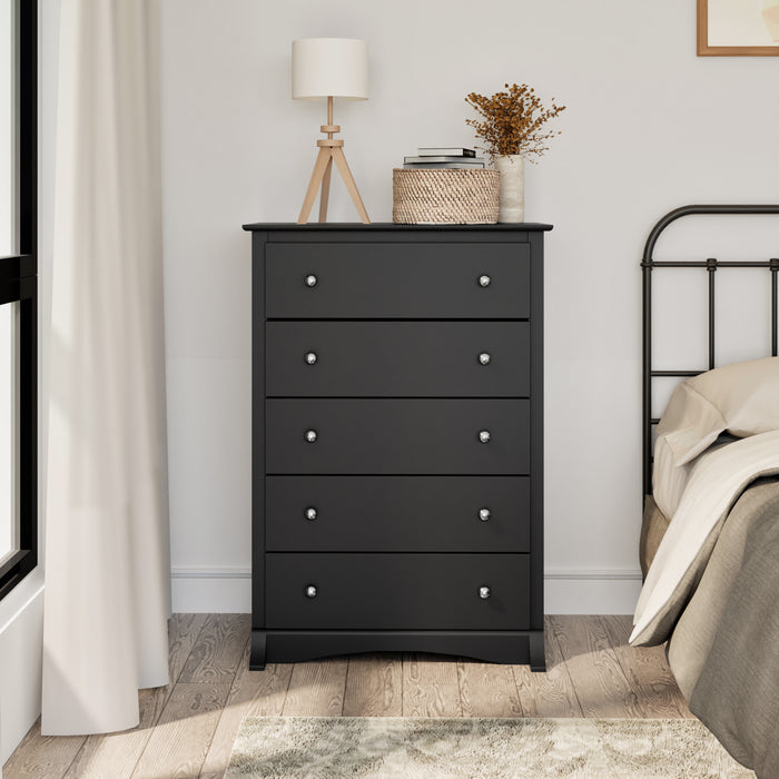 Jade 5-Drawer Chest - Black