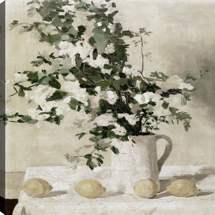  White Floral Vase Canvas Wall Art – 24\" x 24\"