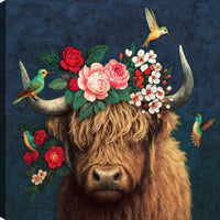 Floral Bull Canvas Wall Art – 24