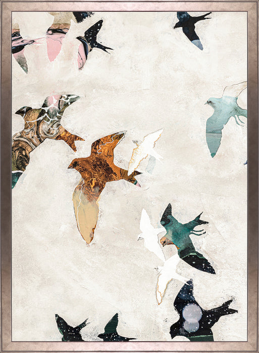 Flying Birds Framed Linen Finish Art - 22\" x 30\"