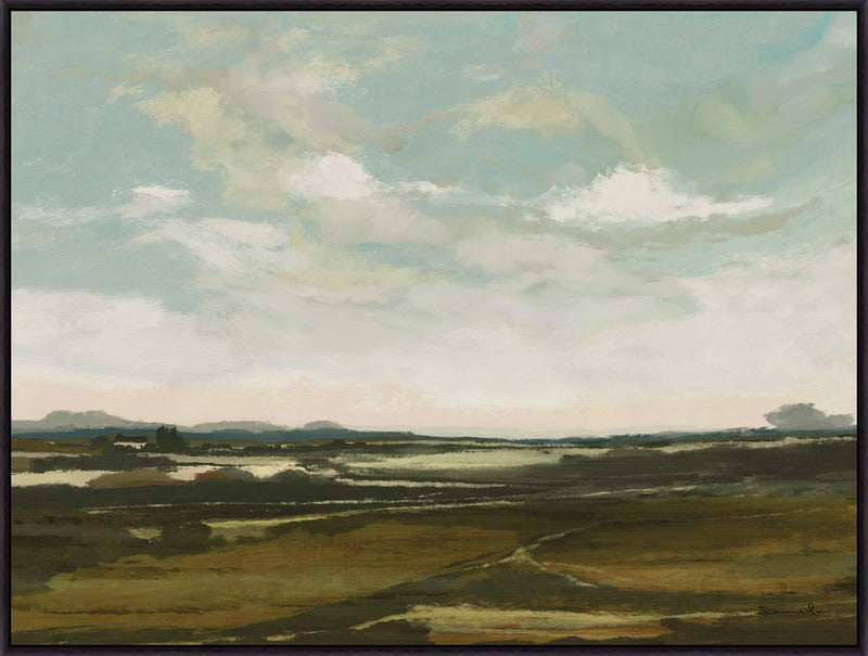 Green Landscape Framed Canvas Art - 31\" x 41\"
