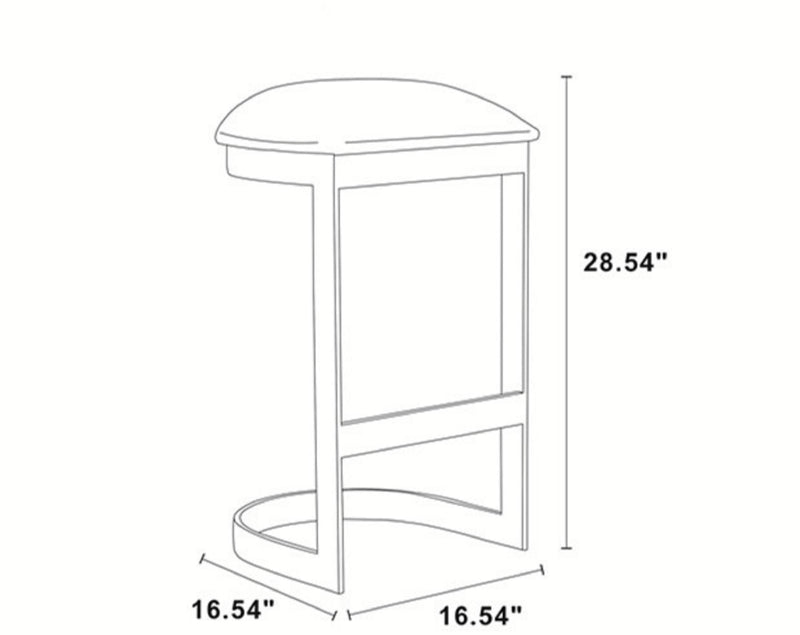 Manhattan Comfort Aura 28.54\" Polished Brass Stainless Steel Barstool - White