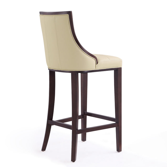 Manhattan Comfort Fifth Avenue 45\" Beech Wood Barstool - Cream & Walnut