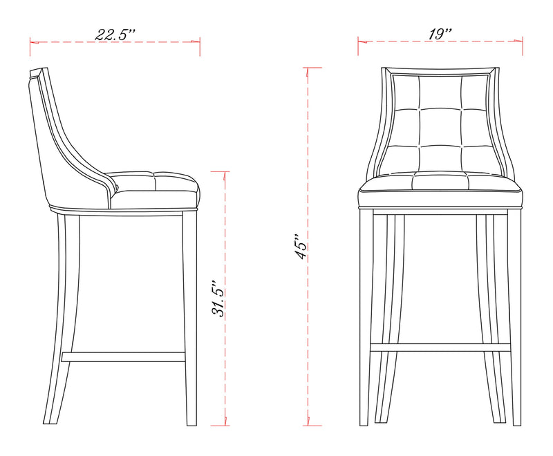 Manhattan Comfort Fifth Avenue Faux Leather Barstool - Pebble Grey