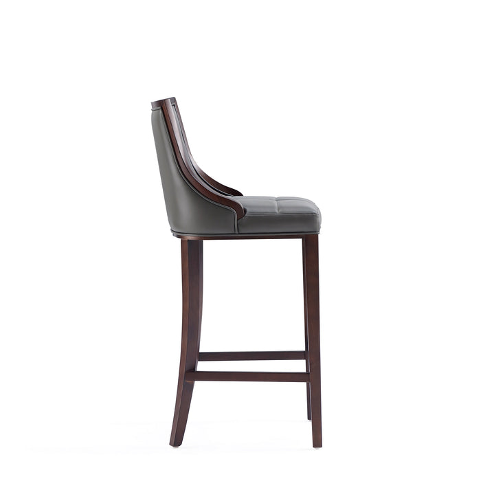 Manhattan Comfort Fifth Avenue Faux Leather Barstool - Pebble Grey