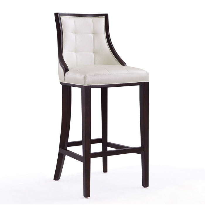 Manhattan Comfort Fifth Avenue 45\" Beech Wood Barstool - Pearl White & Walnut