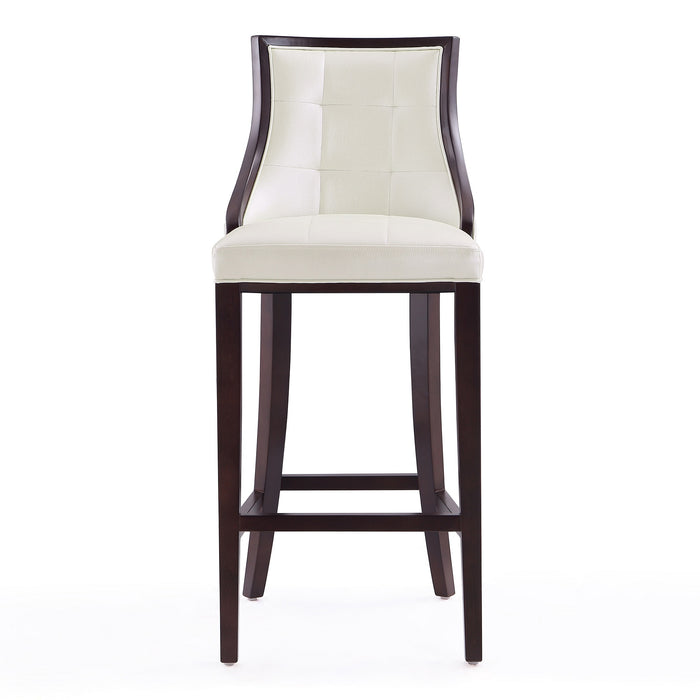 Manhattan Comfort Fifth Avenue 45\" Beech Wood Barstool - Pearl White & Walnut