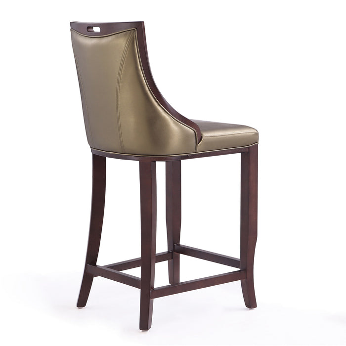 Manhattan Comfort Emperor 41\" Beech Wood Barstool - Bronze & Walnut