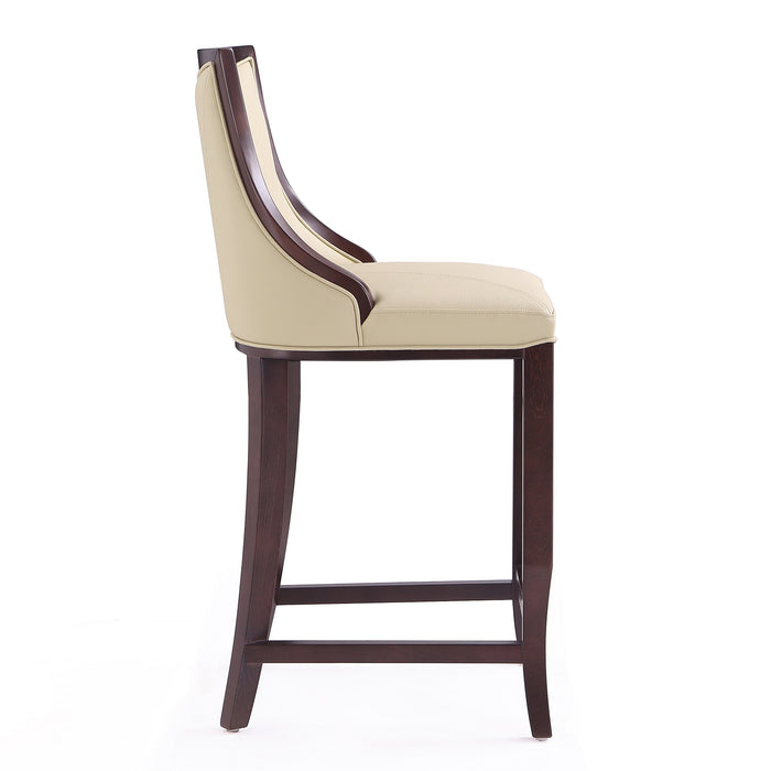 Manhattan Comfort Emperor 41\" Beech Wood Barstool - Cream & Walnut