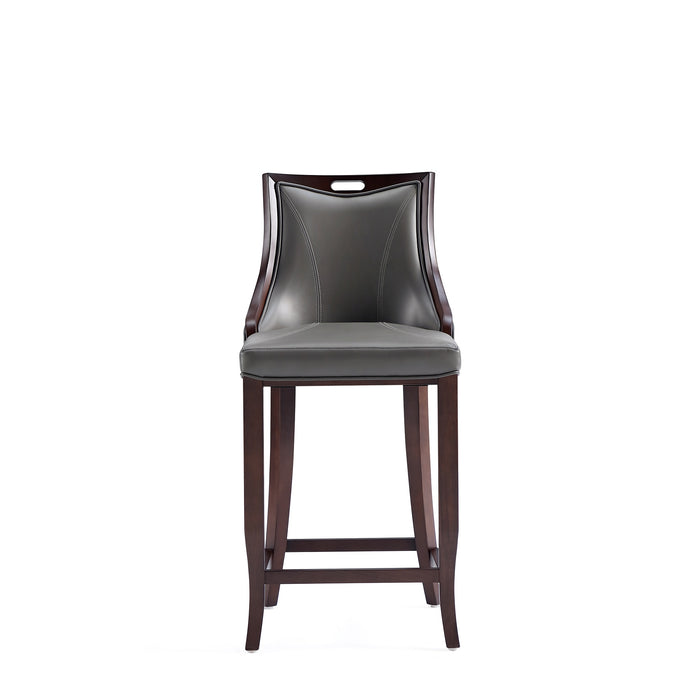 Manhattan Comfort Emperor Faux Leather Barstool - Pebble Grey