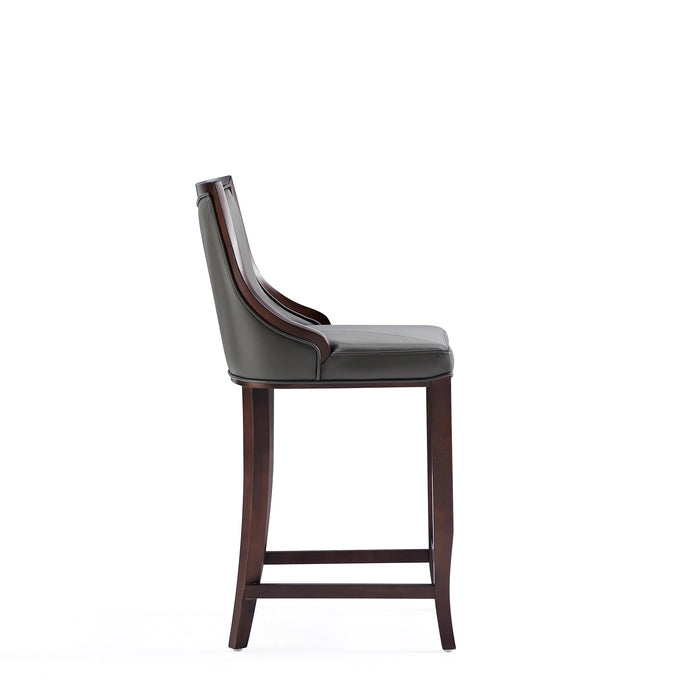 Manhattan Comfort Emperor Faux Leather Barstool - Pebble Grey