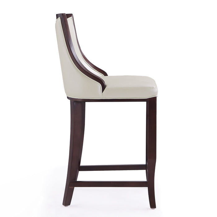 Manhattan Comfort Emperor 41\" Beech Wood Barstool - Pearl White & Walnut