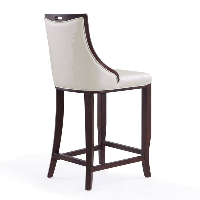 Manhattan Comfort Emperor 41\" Beech Wood Barstool - Pearl White & Walnut