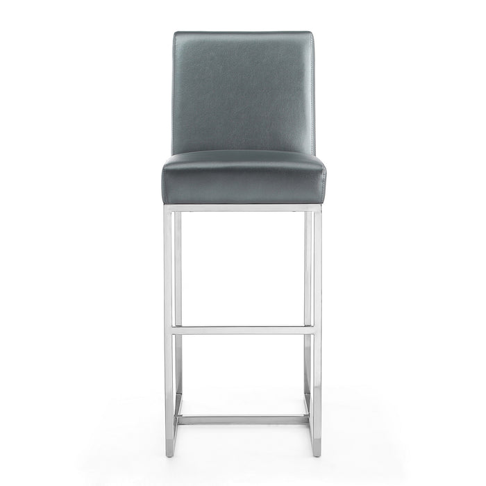 Manhattan Comfort Element 42.13\" Polished Chrome Stainless Steel Barstool - Graphite