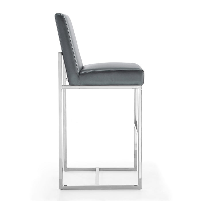 Manhattan Comfort Element 42.13\" Polished Chrome Stainless Steel Barstool - Graphite