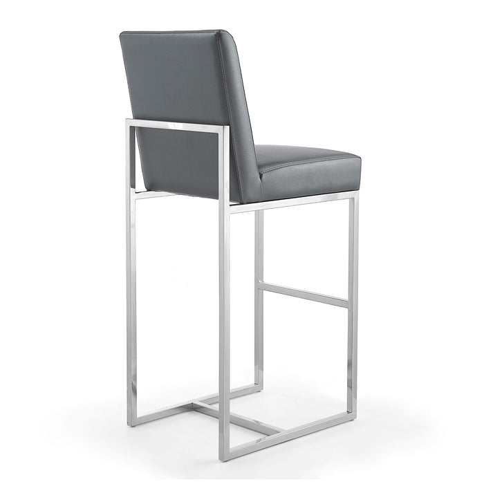 Manhattan Comfort Element 42.13\" Polished Chrome Stainless Steel Barstool - Graphite