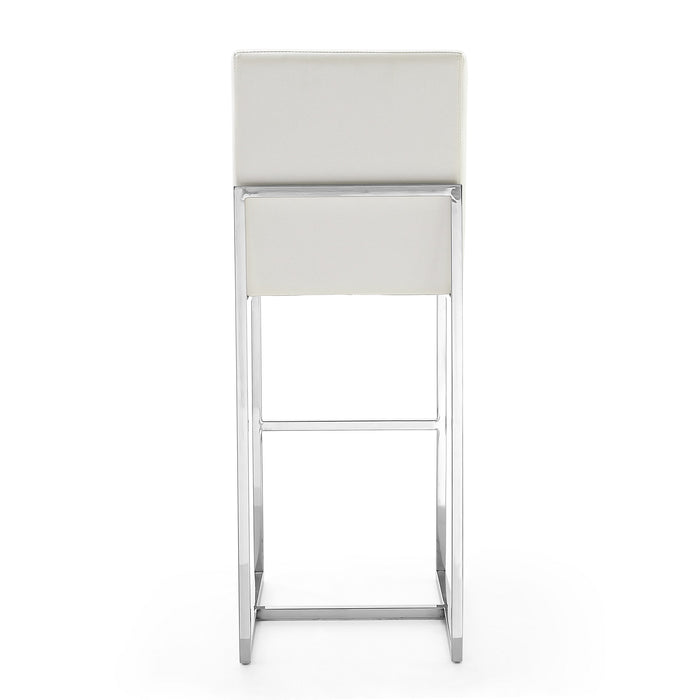 Manhattan Comfort Element 42.13\" Polished Chrome Stainless Steel Barstool - Pearl White