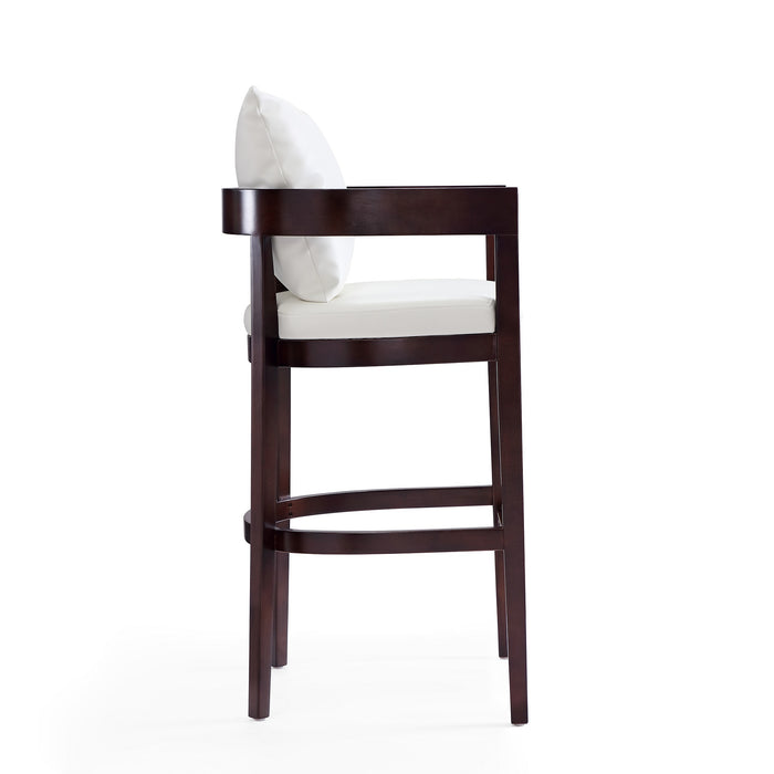 Manhattan Comfort Ritz 38\" Beech Wood Barstool - Ivory & Dark Walnut