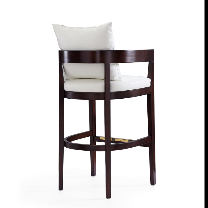 Manhattan Comfort Ritz 38\" Beech Wood Barstool - Ivory & Dark Walnut