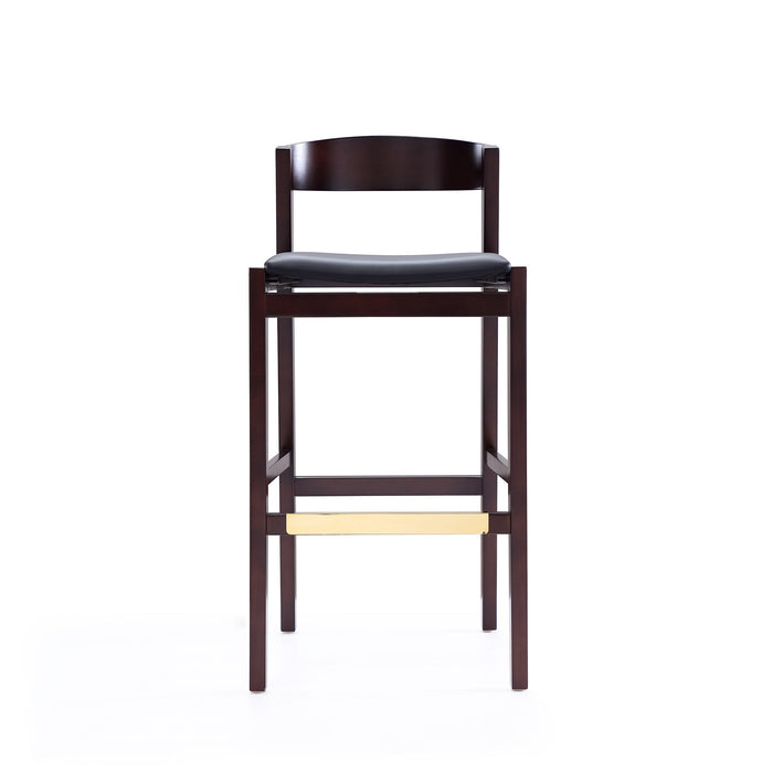 Manhattan Comfort Klismos 40.75\" Beech Wood Barstool - Black & Dark Walnut