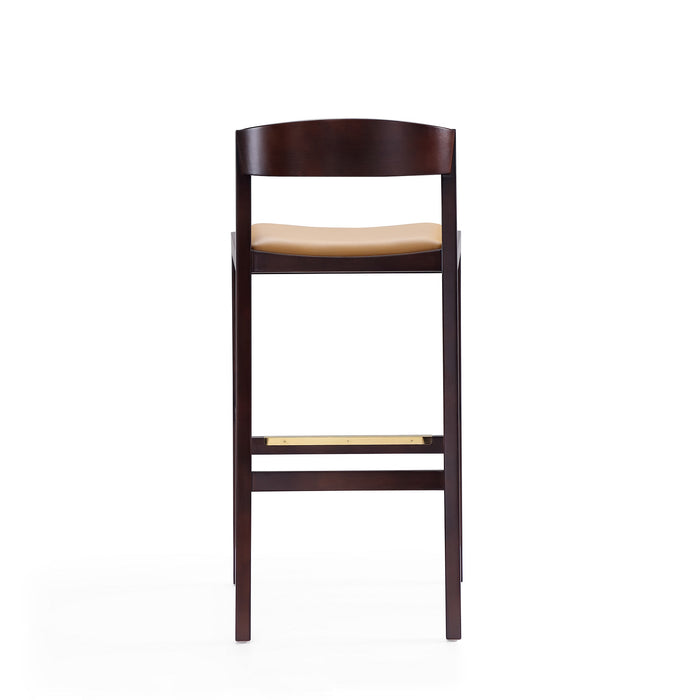 Manhattan Comfort Klismos 40.75\" Beech Wood Barstool - Camel & Dark Walnut