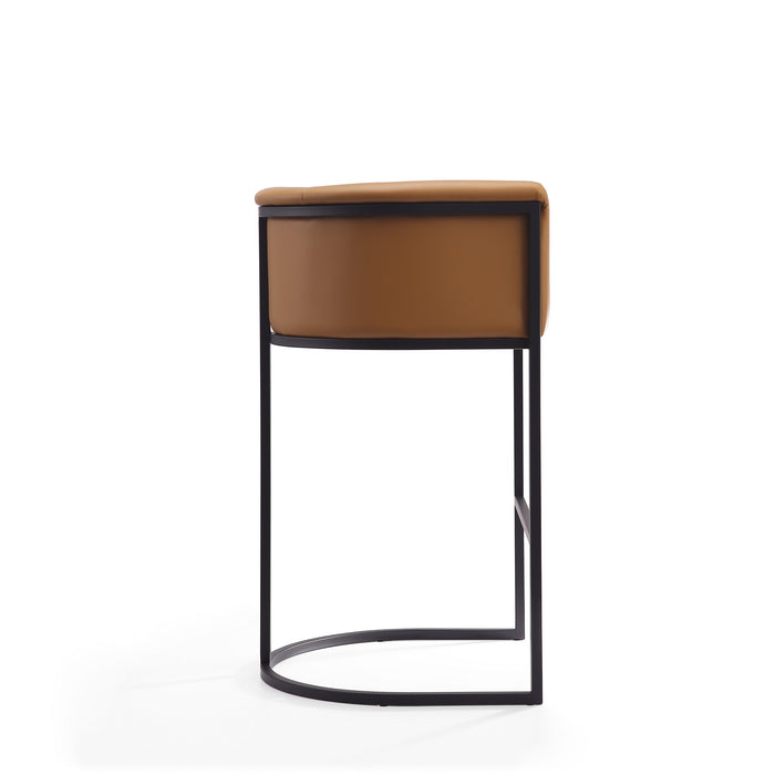 Manhattan Comfort Cosmopolitan 37.8\" Metal Barstool - Camel & Black