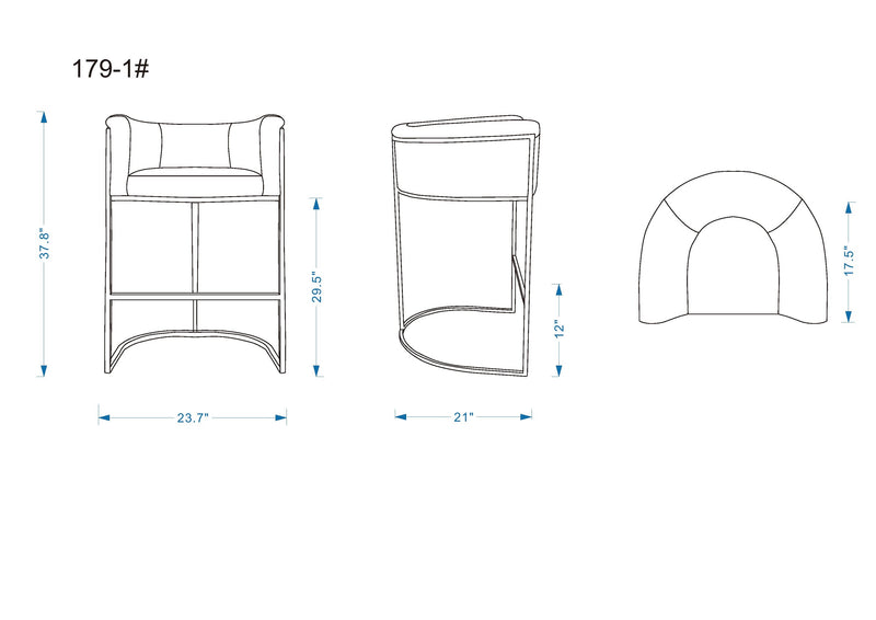 Manhattan Comfort Cosmopolitan 37.8\" Metal Barstool - Cream & Black