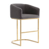 Manhattan Comfort Louvre 40\" Stainless Steel Barstool - Grey & Black