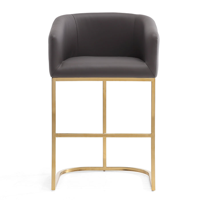 Manhattan Comfort Louvre 40\" Stainless Steel Barstool - Grey & Black