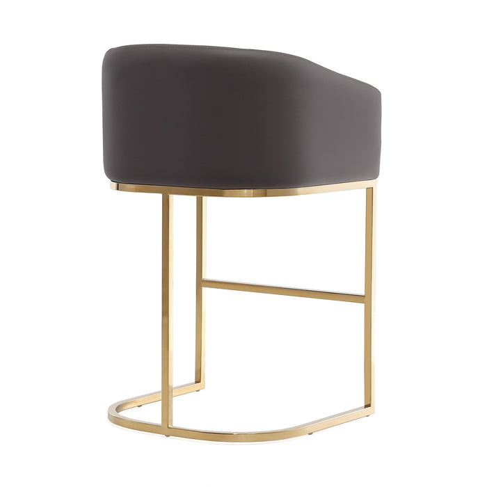Manhattan Comfort Louvre 40\" Stainless Steel Barstool - Grey & Black