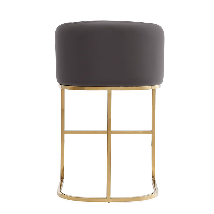 Manhattan Comfort Louvre 40\" Stainless Steel Barstool - Grey & Black