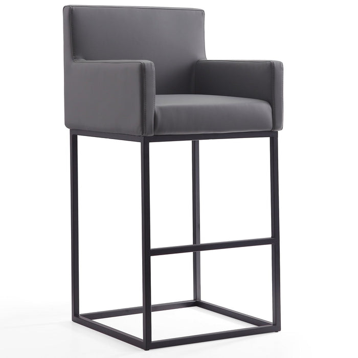 Manhattan Comfort Ambassador 42\" Metal Barstool - Grey & Black