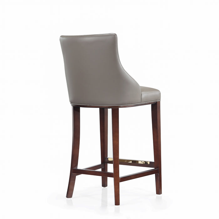 Manhattan Comfort Modern Shubert Barstool Upholstered Leatherette with Beech Wood Legs - Dark Taupe