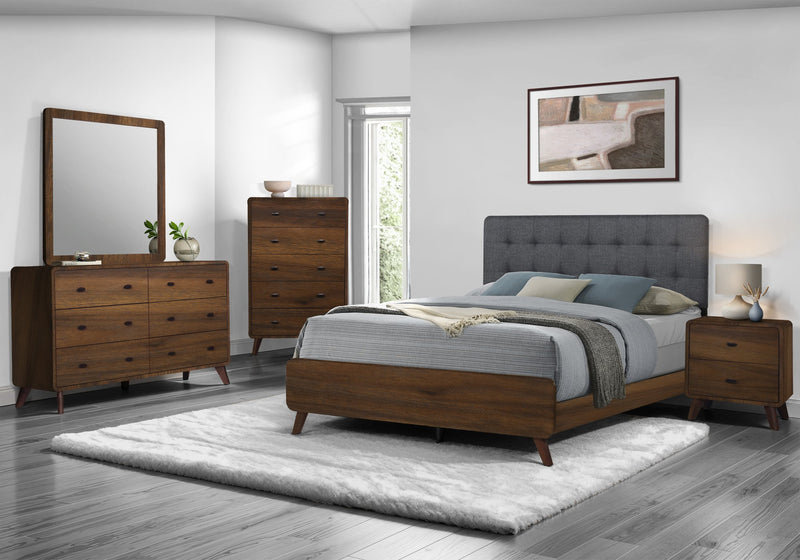 Cami Bedroom 6-Drawer Dresser, Mid-Century Modern, 58.5\"W x 17.5\"H – Brown