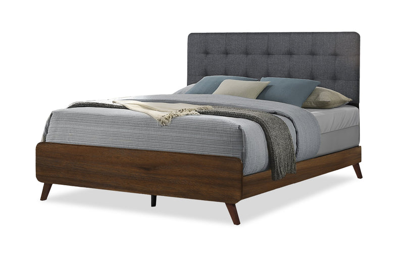 Cami 6pc Bedroom Set with Bed, Dresser, Mirror & Nightstand, Mid-Century Modern, Brown - Queen