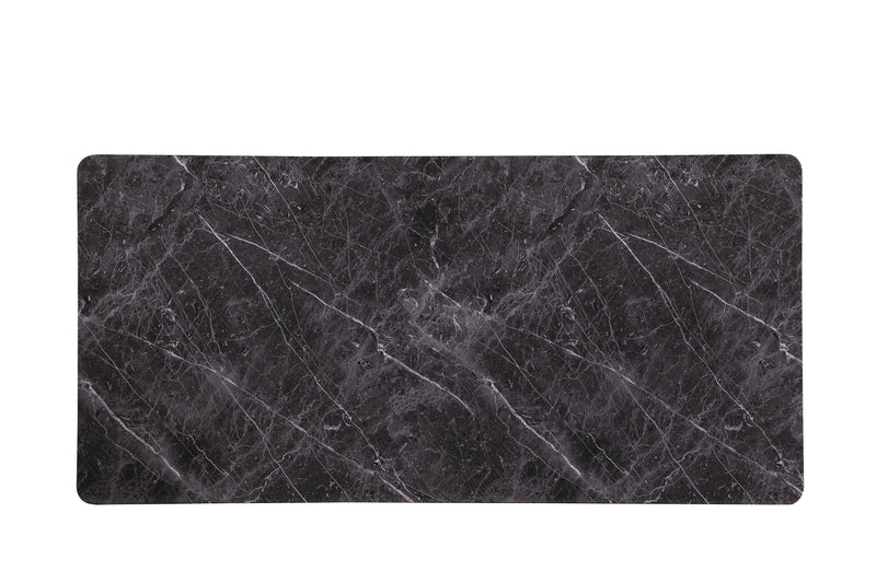 Kort & Co. Capri Dining Table with Marble-Look Top & Gold Accent, Pedestal Base, 72\"W - Black