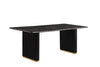 Kort & Co. Capri Dining Table with Marble-Look Top & Gold Accent, Pedestal Base, 72"W - Black